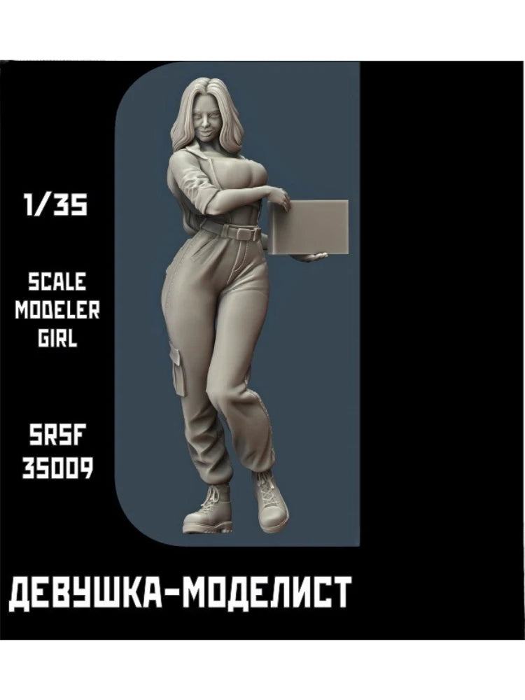 1/35 Anime-Style Female in Casual Clothing, Resin Model Figure Kit, Anime Theme, Unassembled and Unpainted