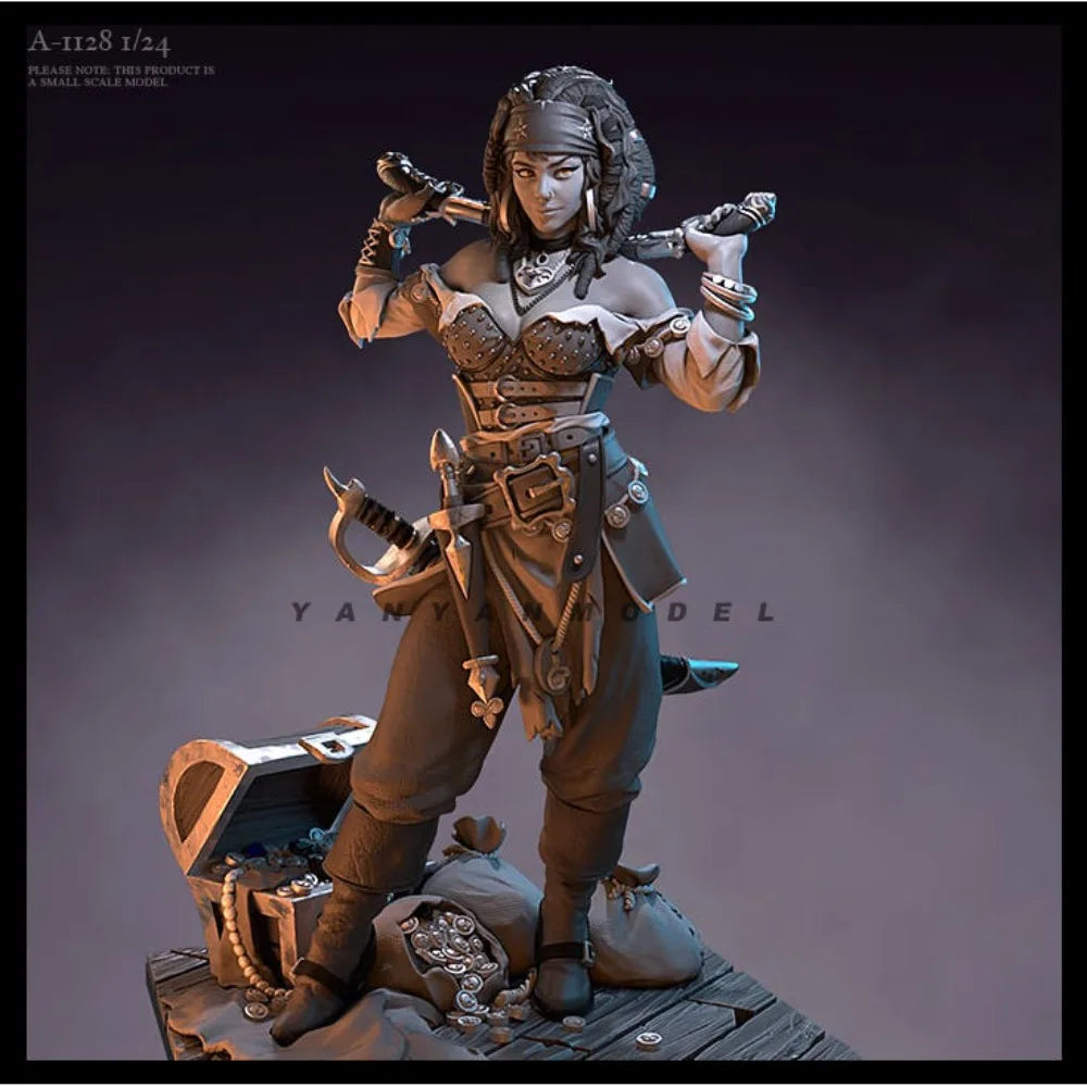 1/24 Pirate Girl, Resin Model Bust Kit, Unassembled and Unpainted