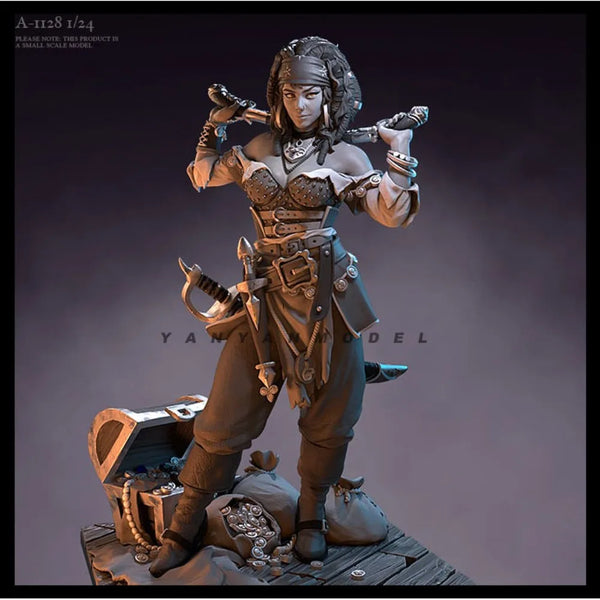 1/24 Pirate Girl, Resin Model Bust Kit, Unassembled and Unpainted