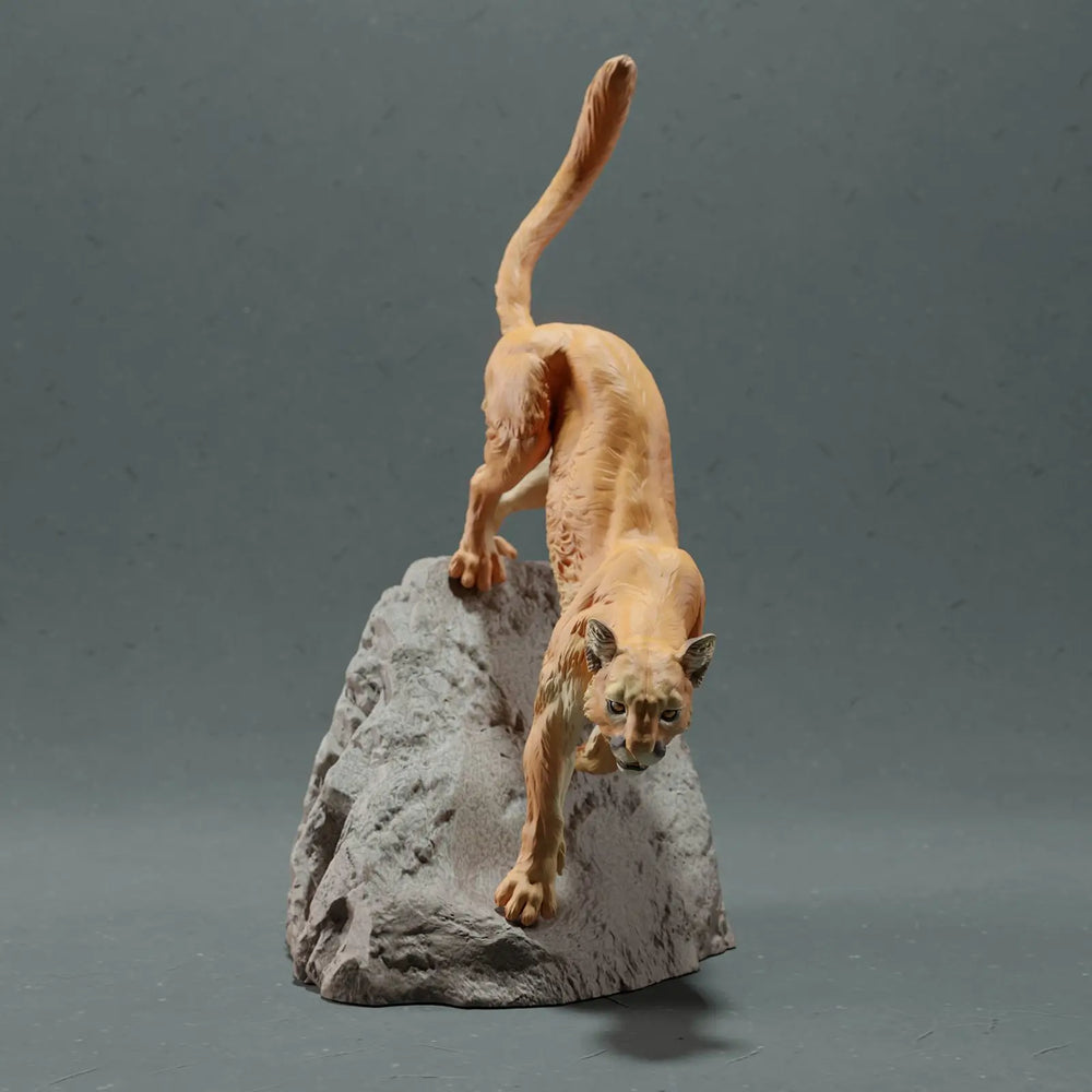 100mm Cougar on Stone, Resin Model Creature Kit, Wildlife Theme, Unassembled and Unpainted
