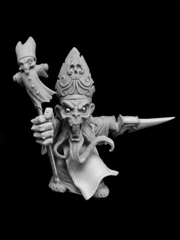 1/24 Medieval Horned Necromancer with Skull Staff, Resin Model Figure Kit, Unassembled and Unpainted