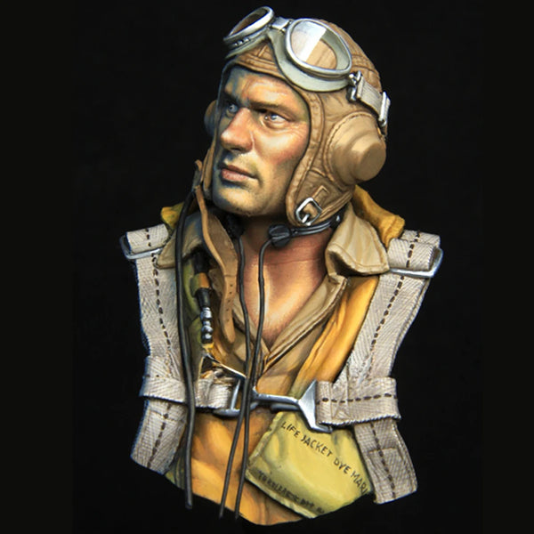 1/10 WWII US Navy Pilot Battle of Midway, Resin Model Bust Kit, Unassembled and Unpainted