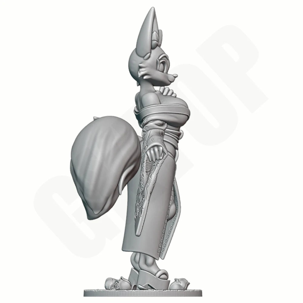 1/24 Japanese Beast-Ear Girl, Resin Model Figure Kit, Anime Theme, Unassembled and Unpainted