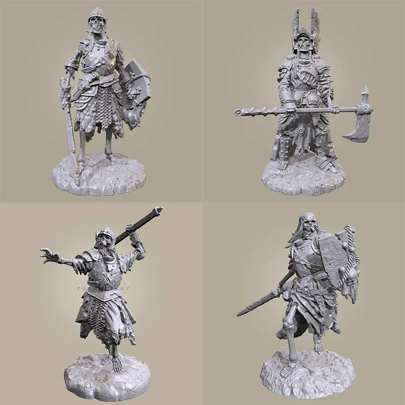 50mm Medieval Undead Warriors, 7 Figures, Resin Model Figure Kit, Unassembled and Unpainted