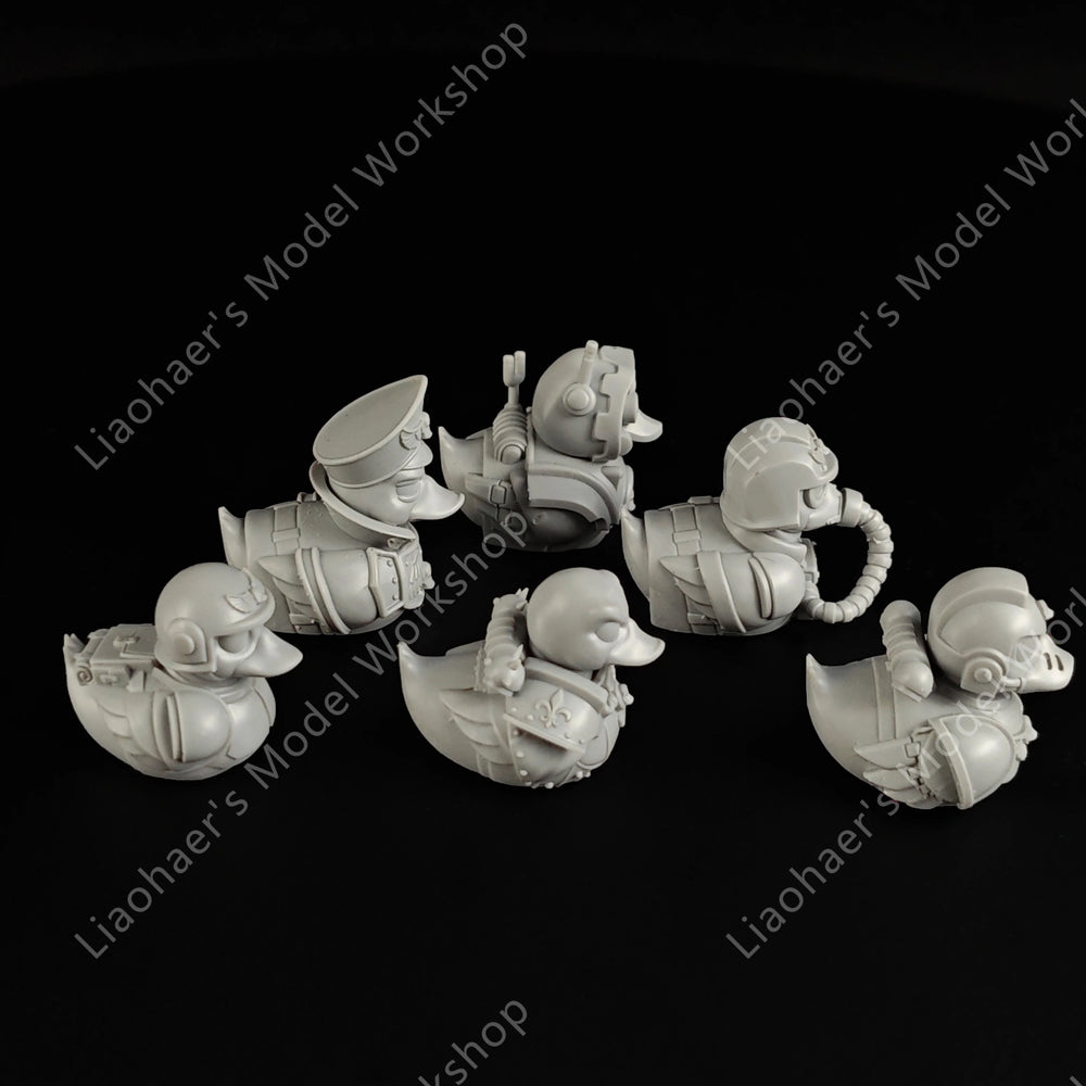 28mm Imperial Soldier Ducks, 6 Figures, Resin Model Figure Kit, Sci-Fi Theme, Unassembled and Unpainted