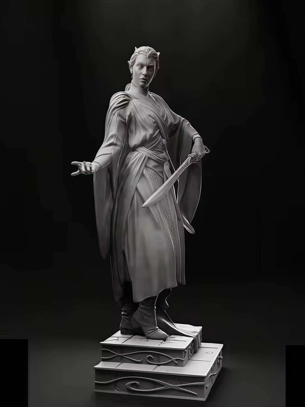 1/24 Elven Warrior with Sword and Flowing Robes, Resin Model Figure Kit, Fantasy Theme, Unassembled and Unpainted
