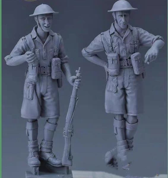 1/35 WWI British Infantry in Tropical, 2 Figures, Resin Model Figure Kit, Unassembled and Unpainted