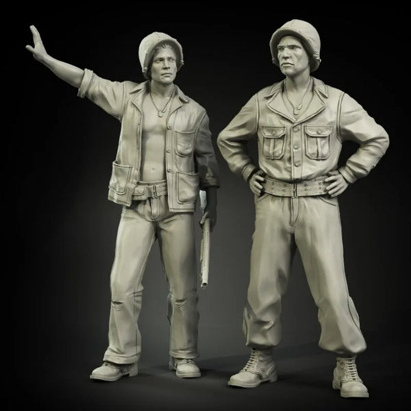 1/35 WWII US Infantrymen Signaling and Standing, 2 Figures, Resin Model Figure Kit, Unassembled and Unpainted