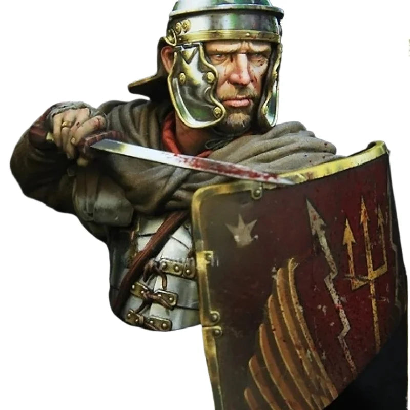 1/10 Ancient Roman Centurion with Crested Helmet and Shield, Resin Model Bust Kit, Unassembled and Unpainted