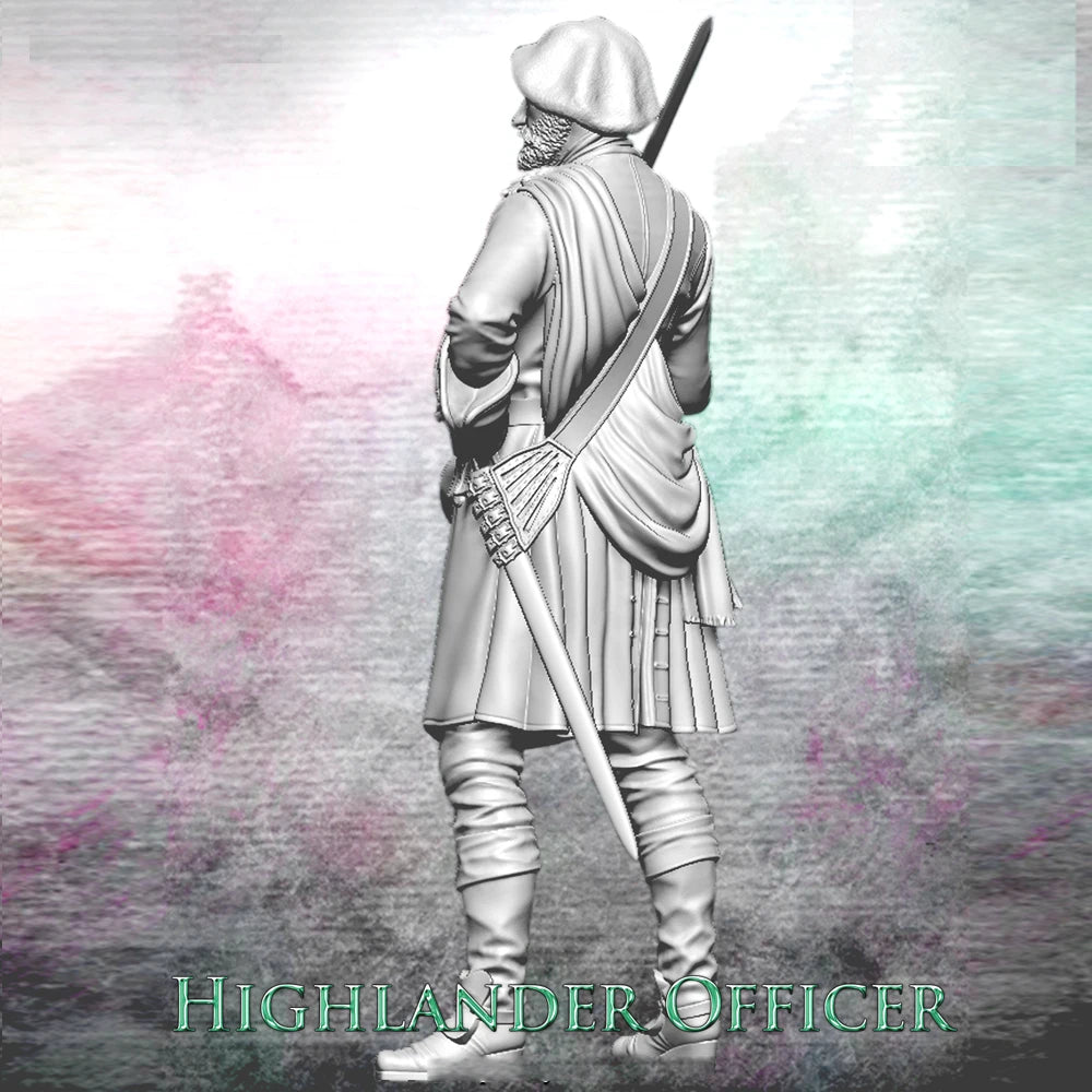1/24 Medieval Highland Officer, Resin Model Figure Kit, Unassembled and Unpainted