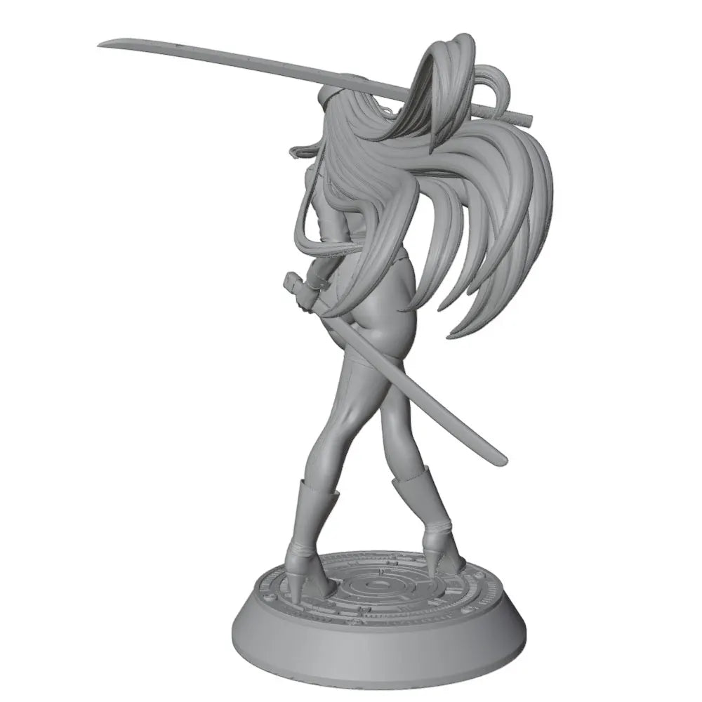1/24 Swordswoman with Long Flowing Hair, Resin Model Figure Kit, Anime Theme, Unassembled and Unpainted