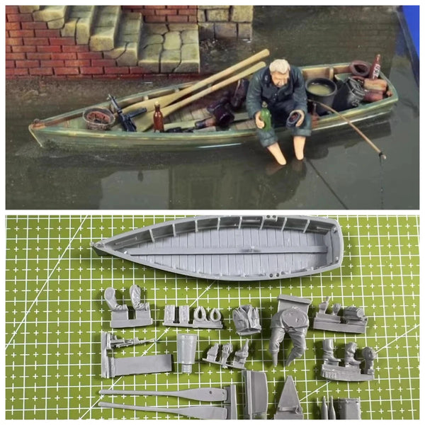 1/35 Modern Soldier Fishing on Kayak, Resin Model Diorama Kit, Unassembled and Unpainted