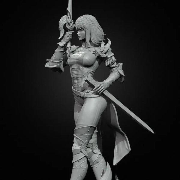 75mm Medieval Female Warrior, Resin Model Figure Kit, Unassembled and Unpainted