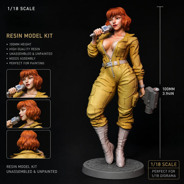 1/18 Modern Anime Female Soldier, Resin Model Figure Kit, Unassembled and Unpainted