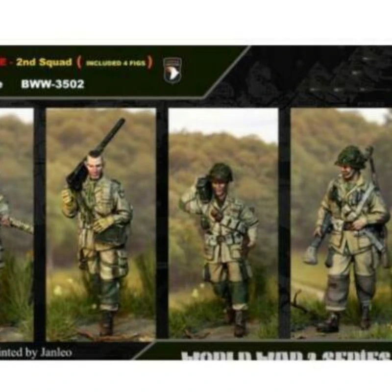 1/35 WWII US 101st Airborne Division, 4 Figures, Resin Model Figure Kit, Unassembled and Unpainted