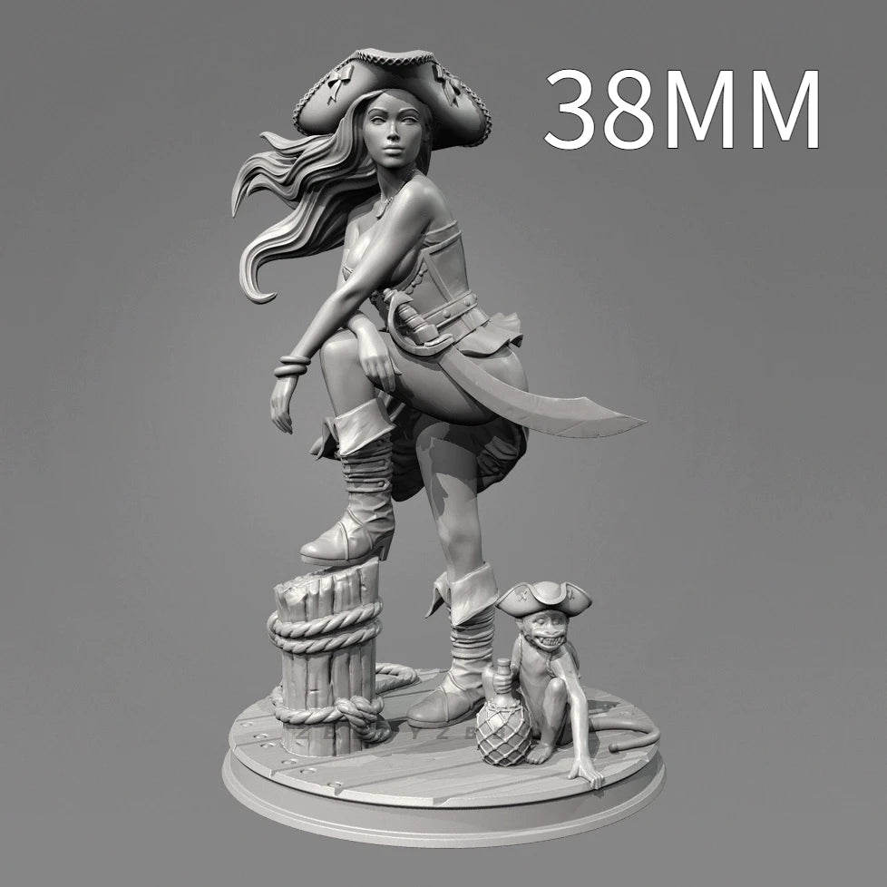 50mm Caribbean Pirate Warrior, 3 Figures, Resin Model Figure Kit, Fantasy Theme, Unassembled and Unpainted