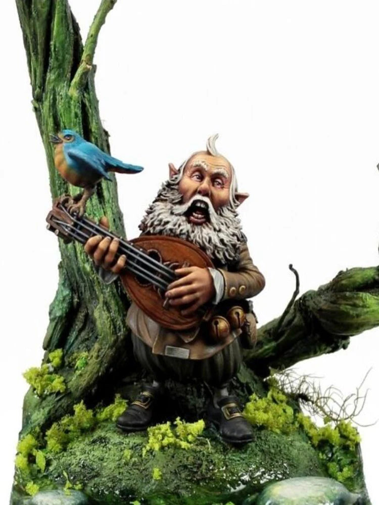 54mm Dwarf Musician, Resin Model Figure Kit, Fantasy Theme, Unassembled and Unpainted