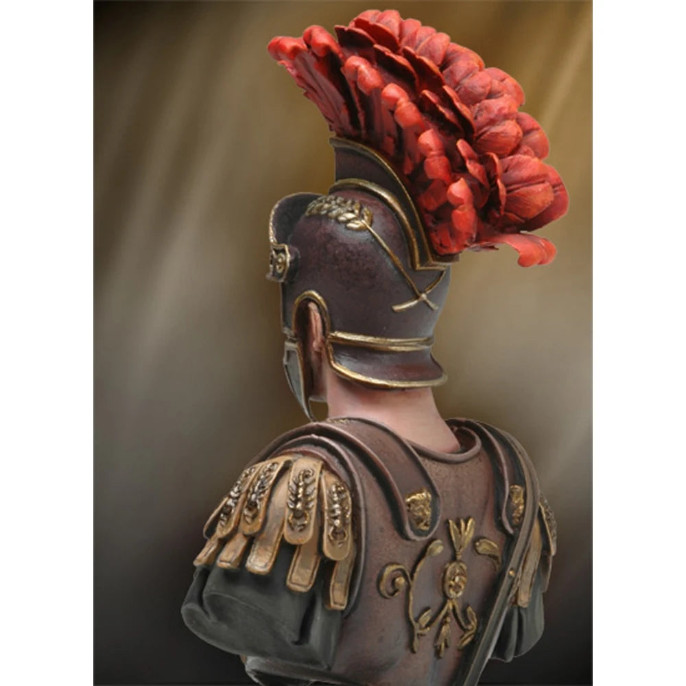 1/10 Ancient Roman General with Red-Plumed Helmet and Lion Armor, Resin Model Bust Kit, Unassembled and Unpainted