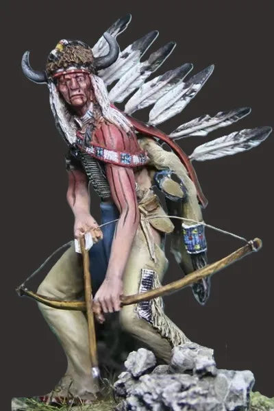 1/24 Horned Archer with Feathered Beast Base, Resin Model Figure Kit, Fantasy Theme, Unassembled and Unpainted