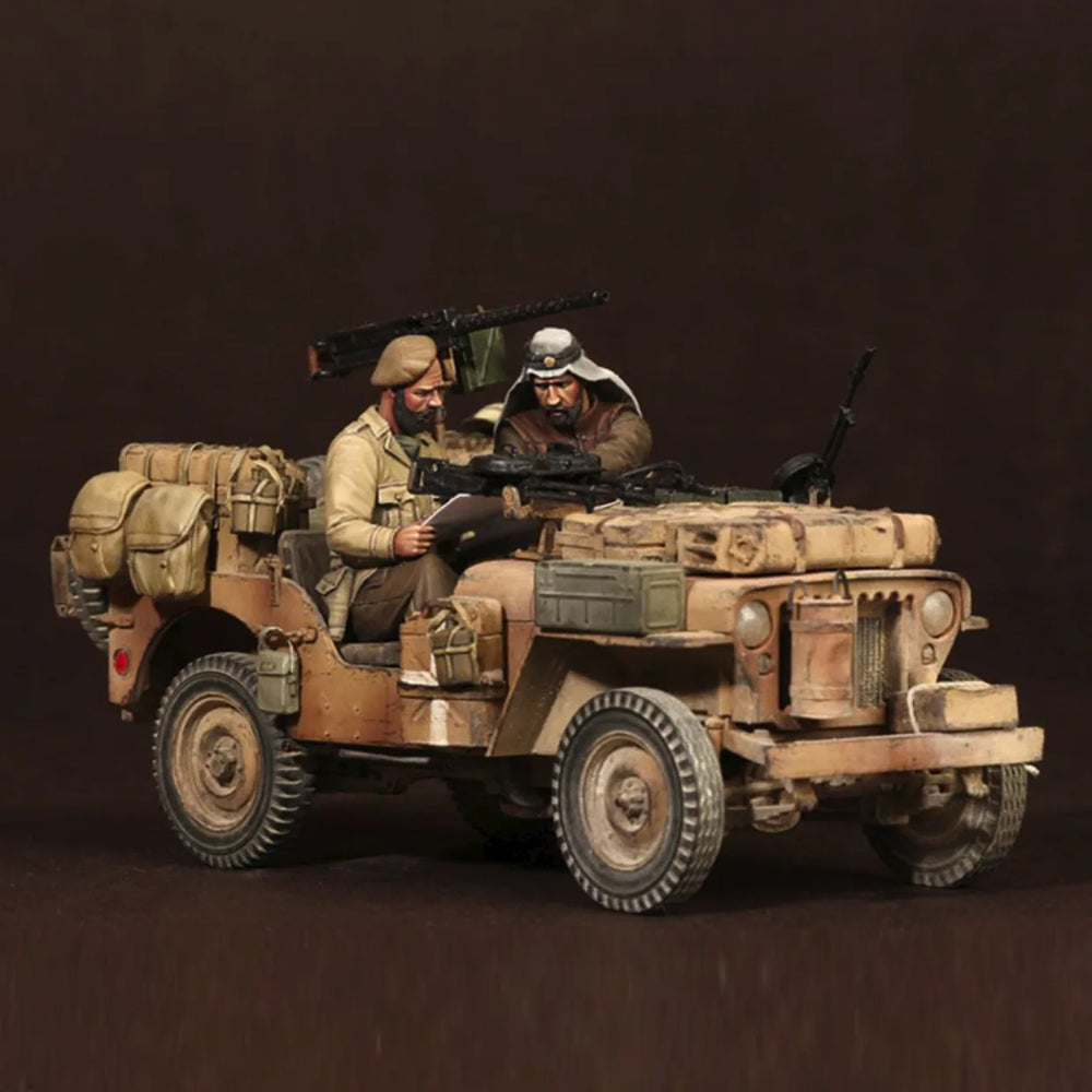 1/35 WWII SAS Jeep, 3 Figures, Resin Model Vehicle Kit, Unassembled and Unpainted