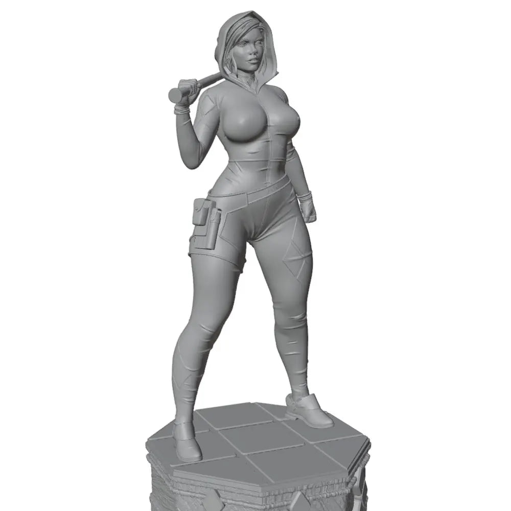 75mm Female Warrior with Axe, Resin Model Figure Kit, Unassembled and Unpainted