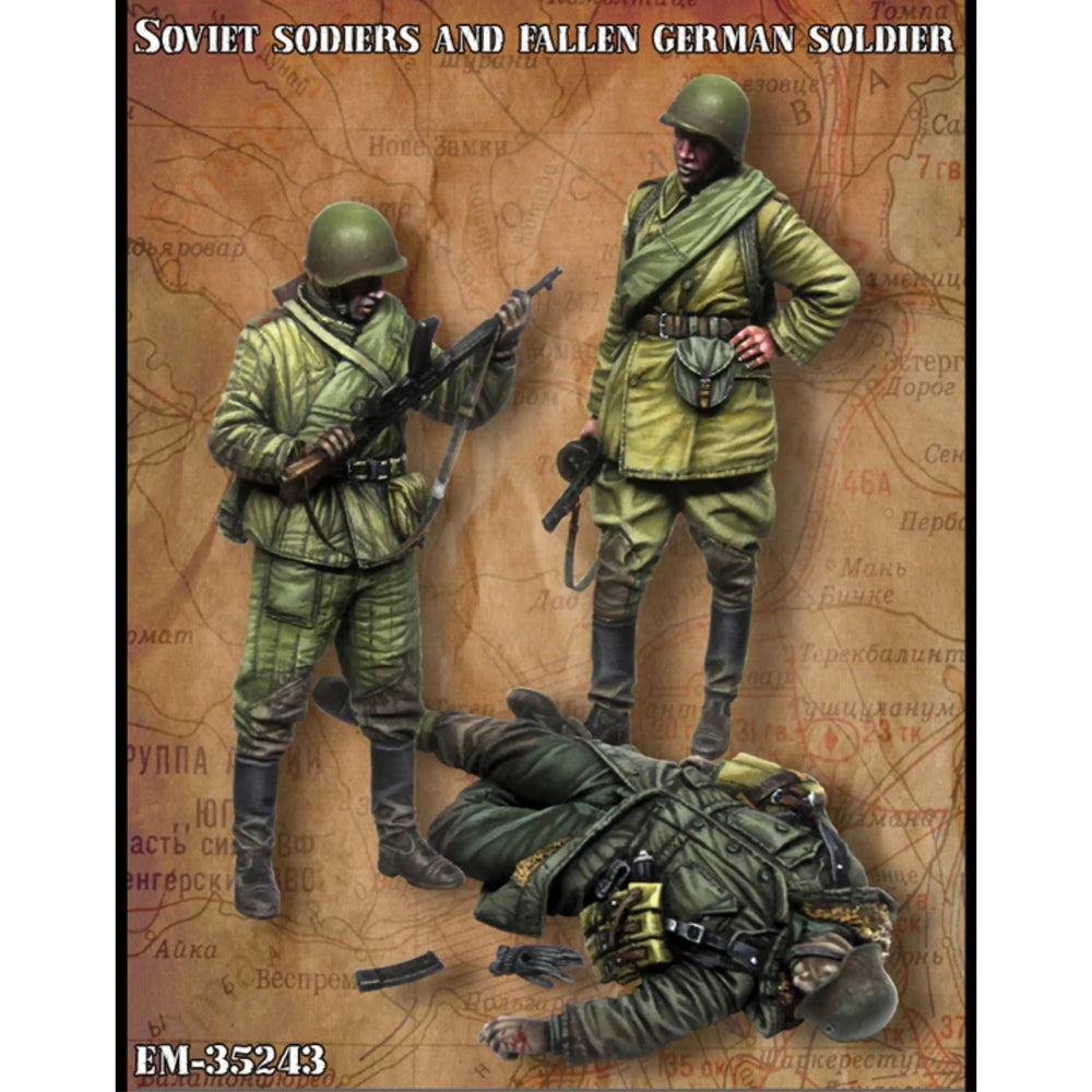 1/35 WWII Soviet Infantry Squad in Combat Positions, 4 Figures, Resin Model Figure Kit, Unassembled and Unpainted
