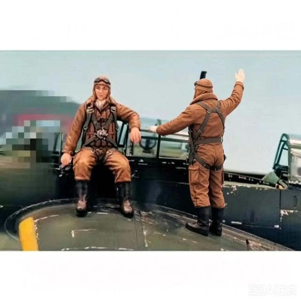 1/48 WWII Aircraft Crew Pilots, 3 Figures, Resin Model Figure Kit, Unassembled and Unpainted