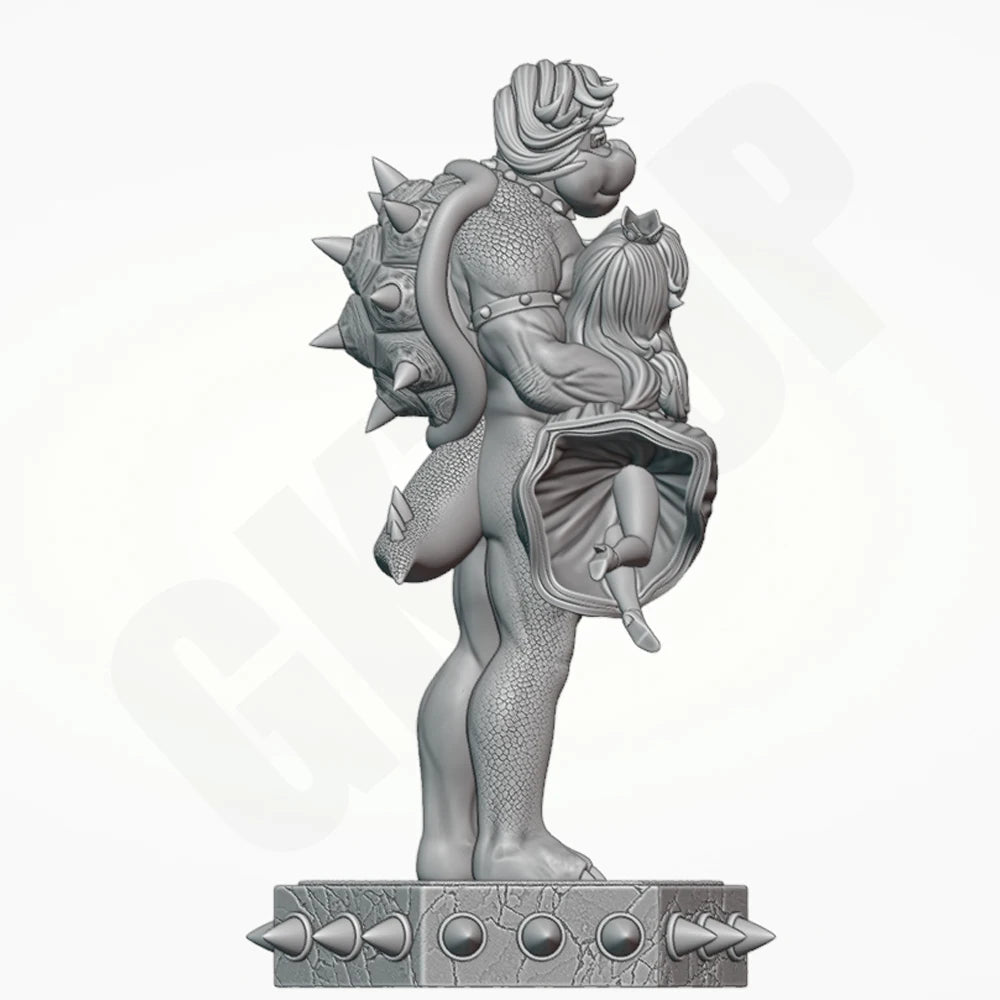 Turtle Demon & Princess, 2 Figures, Resin Model Figure Kit, Fantasy Theme, Unassembled and Unpainted