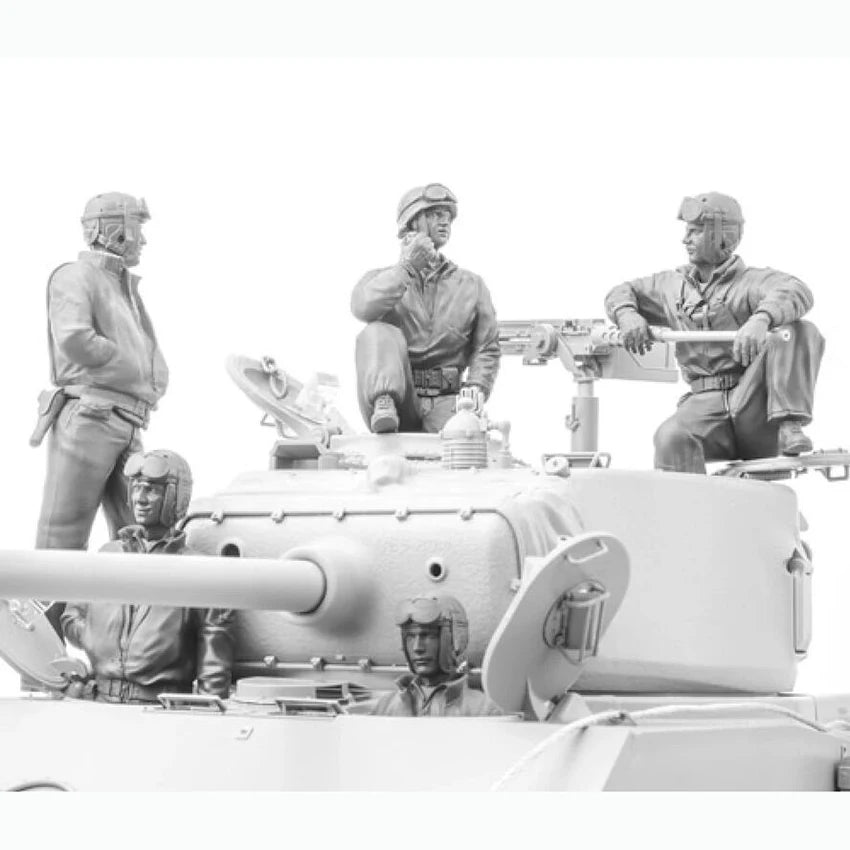 1/16 WWII US M4A3E8 Sherman Tank Crew, 5 Figures, Resin Model Vehicle Kit, Unassembled and Unpainted