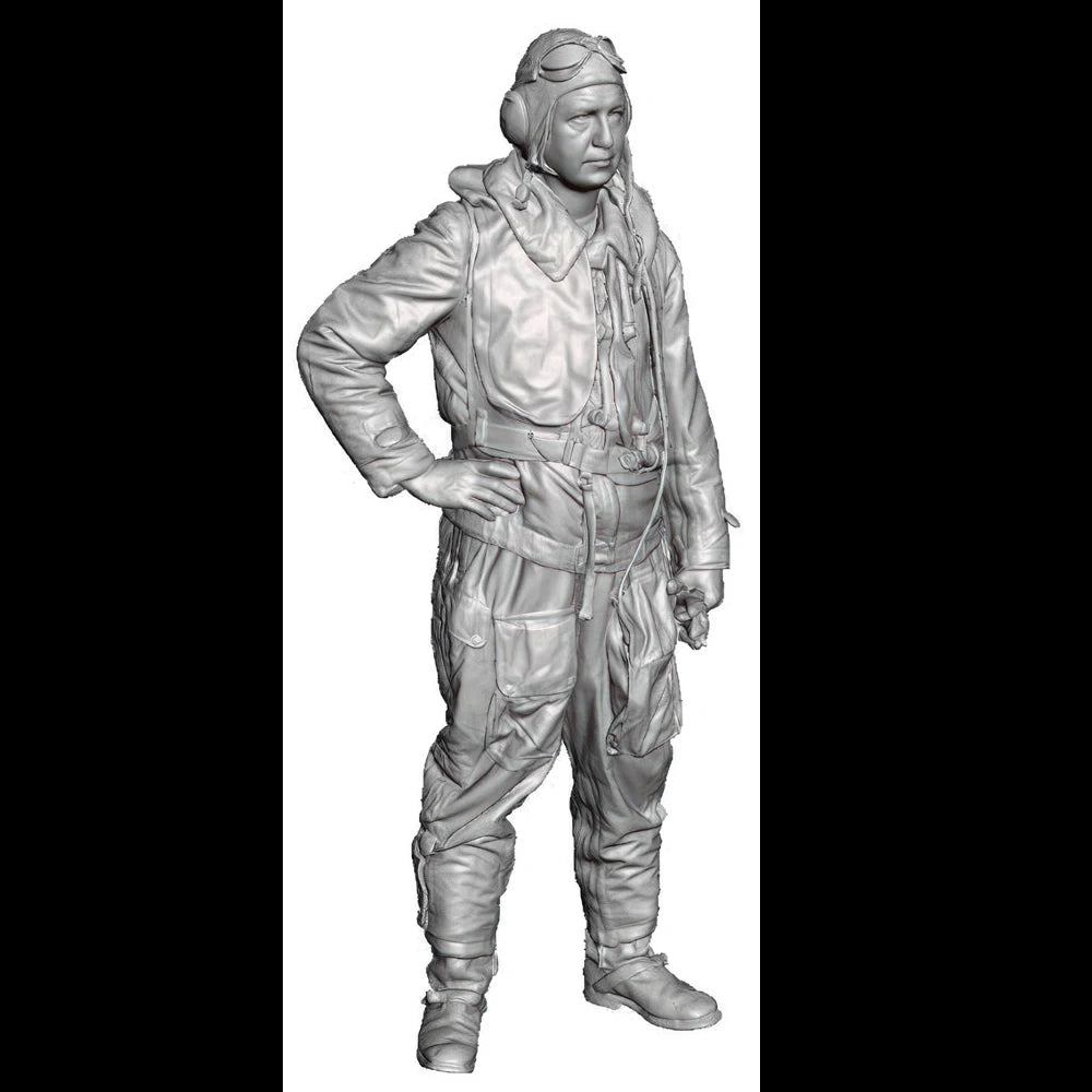 1/32 WWII Luftwaffe Pilot Standing with Hand on Hip, Resin Model Figure Kit, Unassembled and Unpainted