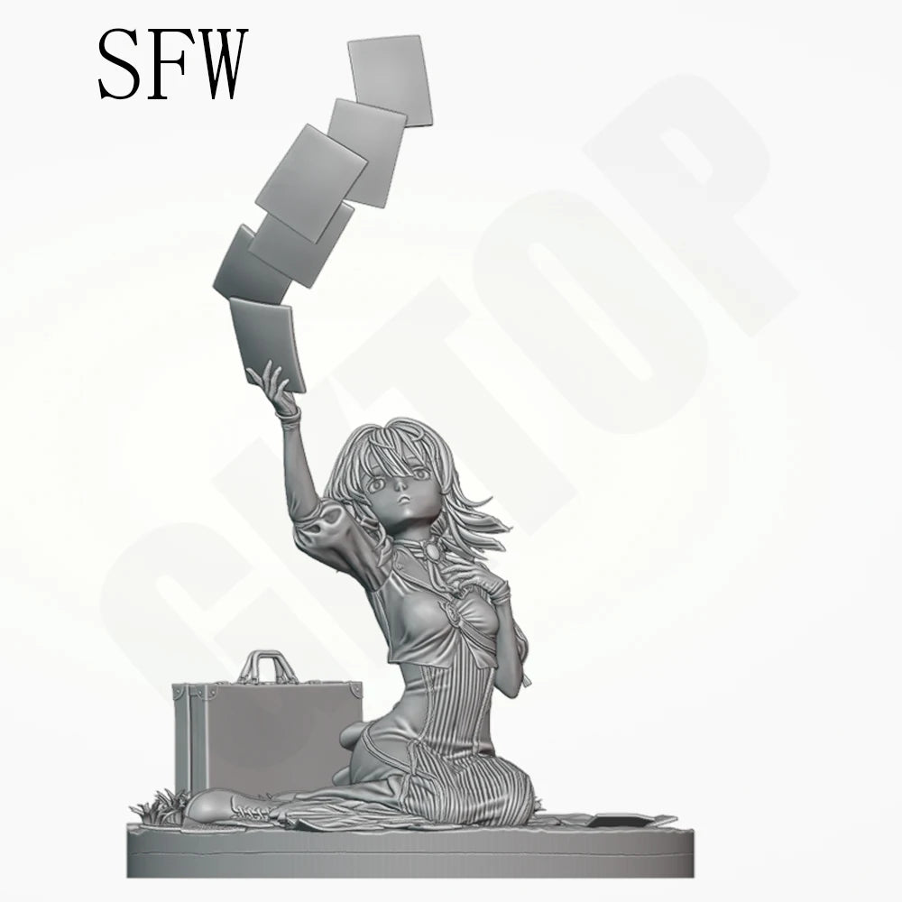 1/24 Girl with Staff, Resin Model Figure Kit, Anime Theme, Unassembled and Unpainted