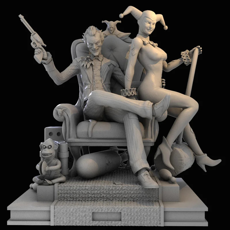 1/24 Theatrical Clown Duo, 2 Figures, Resin Model Figure Kit, Fantasy Theme, Unassembled and Unpainted