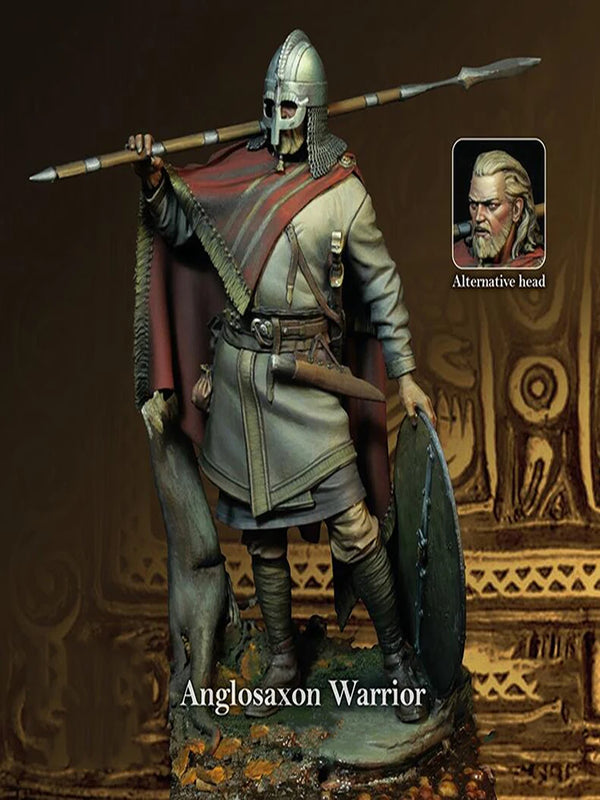 1/24 Ancient Anglo-Saxon Warrior with Spear and Red Cloak, Resin Model Figure Kit, Unassembled and Unpainted