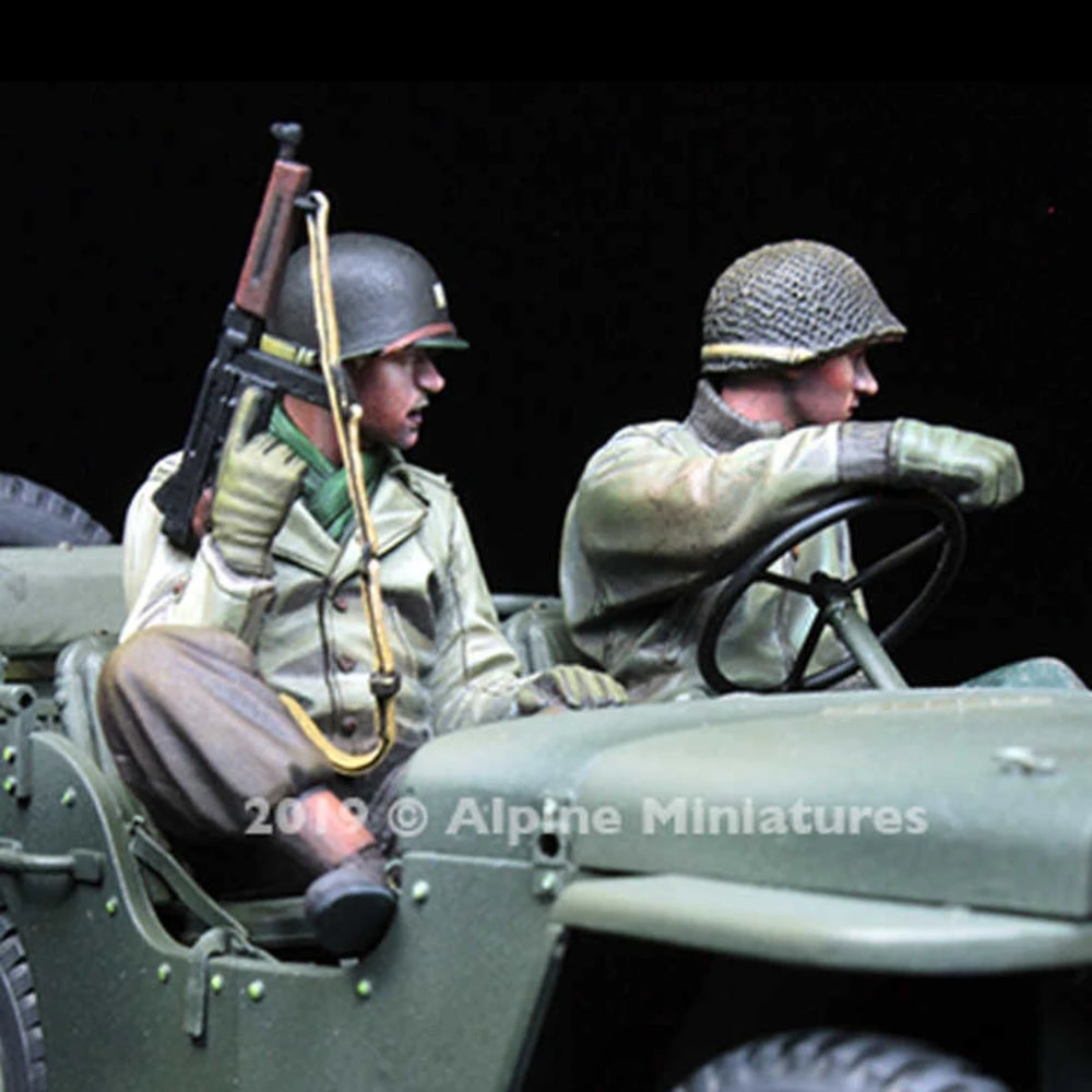 1/35 WWII American Jeep Crew, 4 Figures, Resin Model Figure Kit, Unassembled and Unpainted