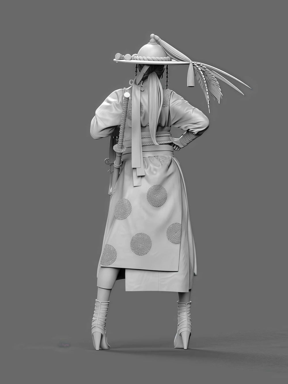 1/12 Asian-Inspired Female Warrior, Resin Model Figure Kit, Fantasy Theme, Unassembled and Unpainted