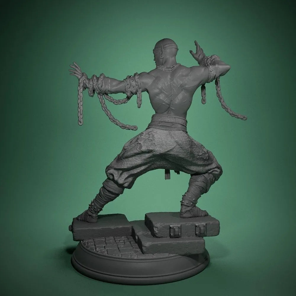 40mm Blind Monk Warrior, Resin Model Figure Kit, Fantasy Theme, Unassembled and Unpainted