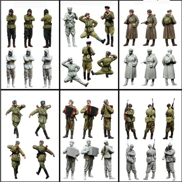 1/35 WWI German Infantry Assault Squad with Officers, 7 Figures, Resin Model Figure Kit, Unassembled and Unpainted