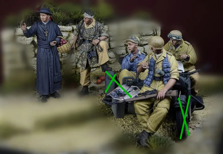 1/35 WWII German Command Post with Map, 5 Figures, Resin Model Figure Kit, Unassembled and Unpainted