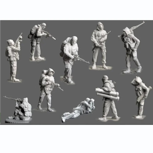 1/72 Modern Russian Infantry Squad in Combat Positions, 12 Figures, Resin Model Figure Kit, Unassembled and Unpainted