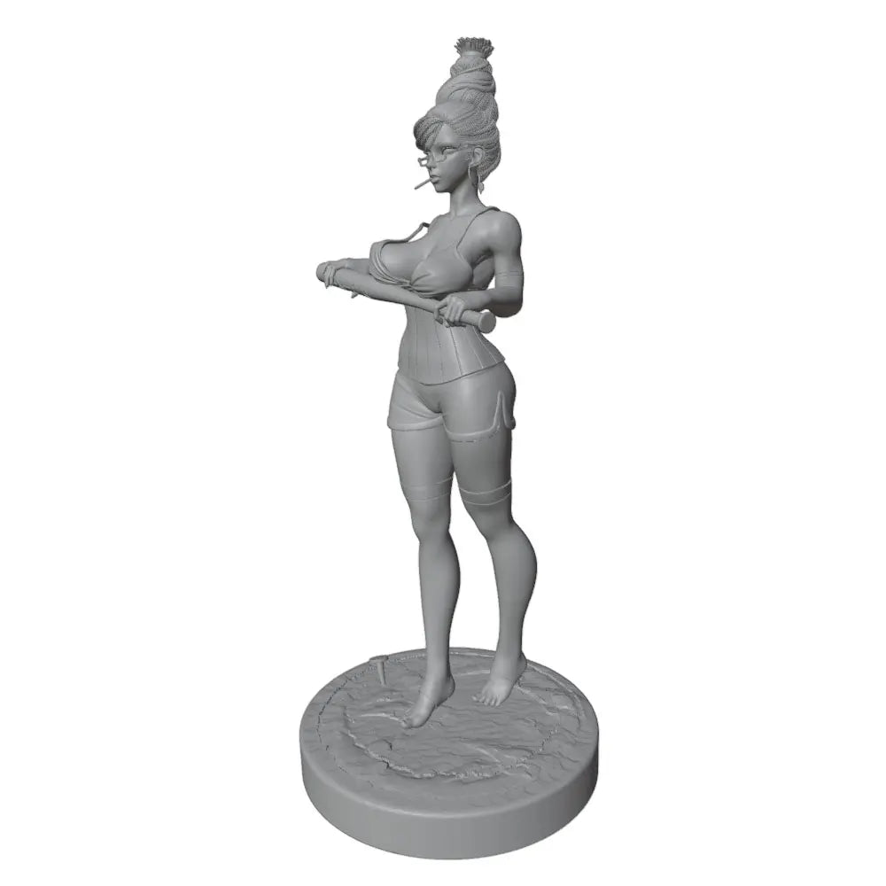 1/24 Female Warrior with Staff, Resin Model Figure Kit, Anime Theme, Unassembled and Unpainted