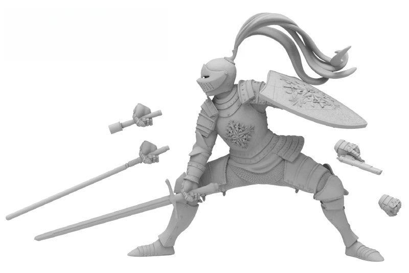 1/35 Red-Haired Knight in Ornate Plate Armor, Resin Model Figure Kit, Fantasy Theme, Unassembled and Unpainted