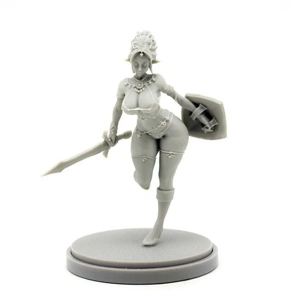 30mm Elf Female Warrior, Resin Model Figure Kit, Fantasy Theme, Unassembled and Unpainted