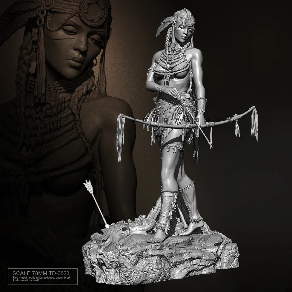 75mm Dark Fantasy Female Warrior, Resin Model Figure Kit, Fantasy Theme, Unassembled and Unpainted
