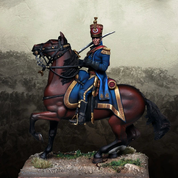 54mm Napoleonic Imperial Cavalry Officer, Resin Model Figure Kit, Unassembled and Unpainted