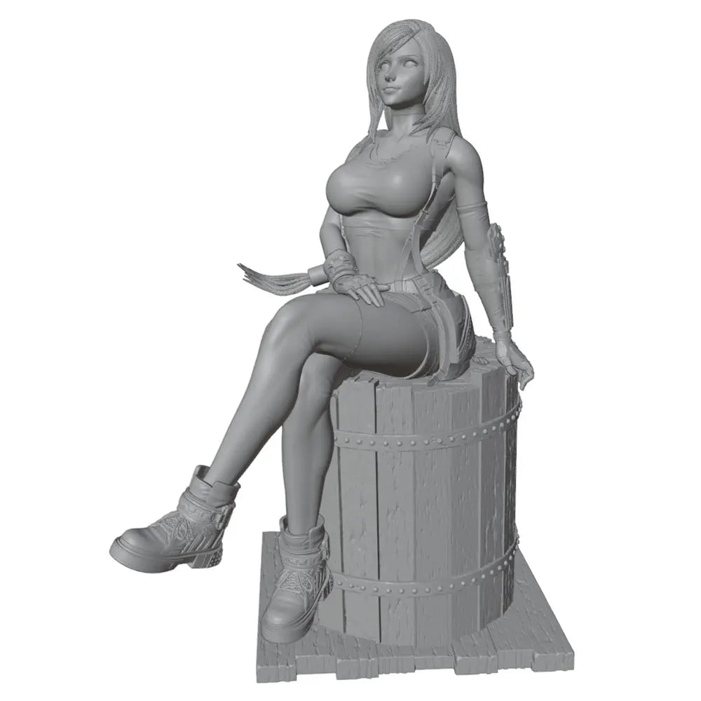 1/24 Pin-up on Barrel Base, Resin Model Figure Kit, Unassembled and Unpainted