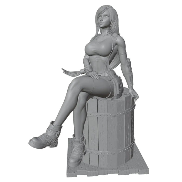 1/24 Pin-up on Barrel Base, Resin Model Figure Kit, Unassembled and Unpainted