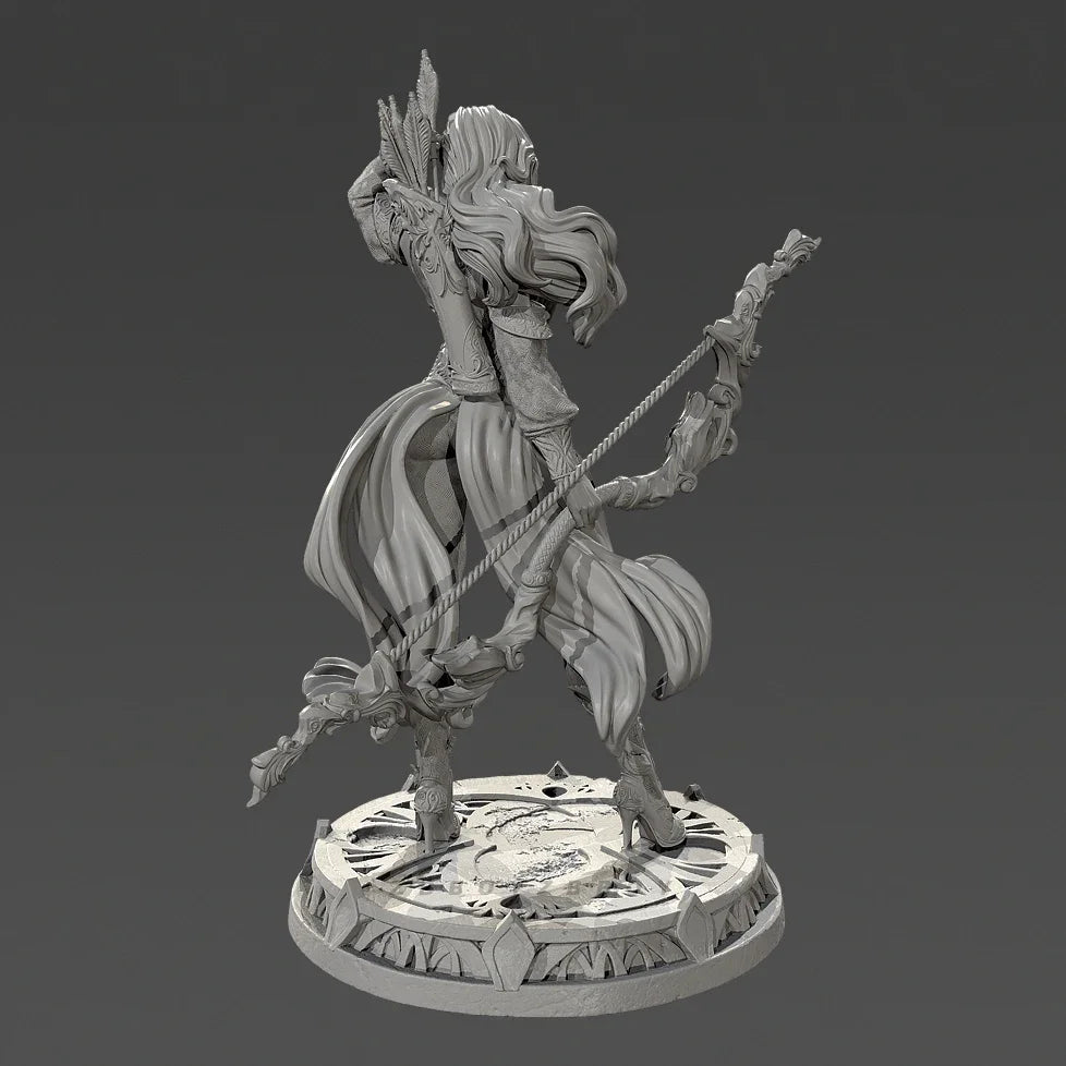 75mm Sorceress Casting Spell with Ornate Staff, Resin Model Figure Kit, Fantasy Theme, Unassembled and Unpainted