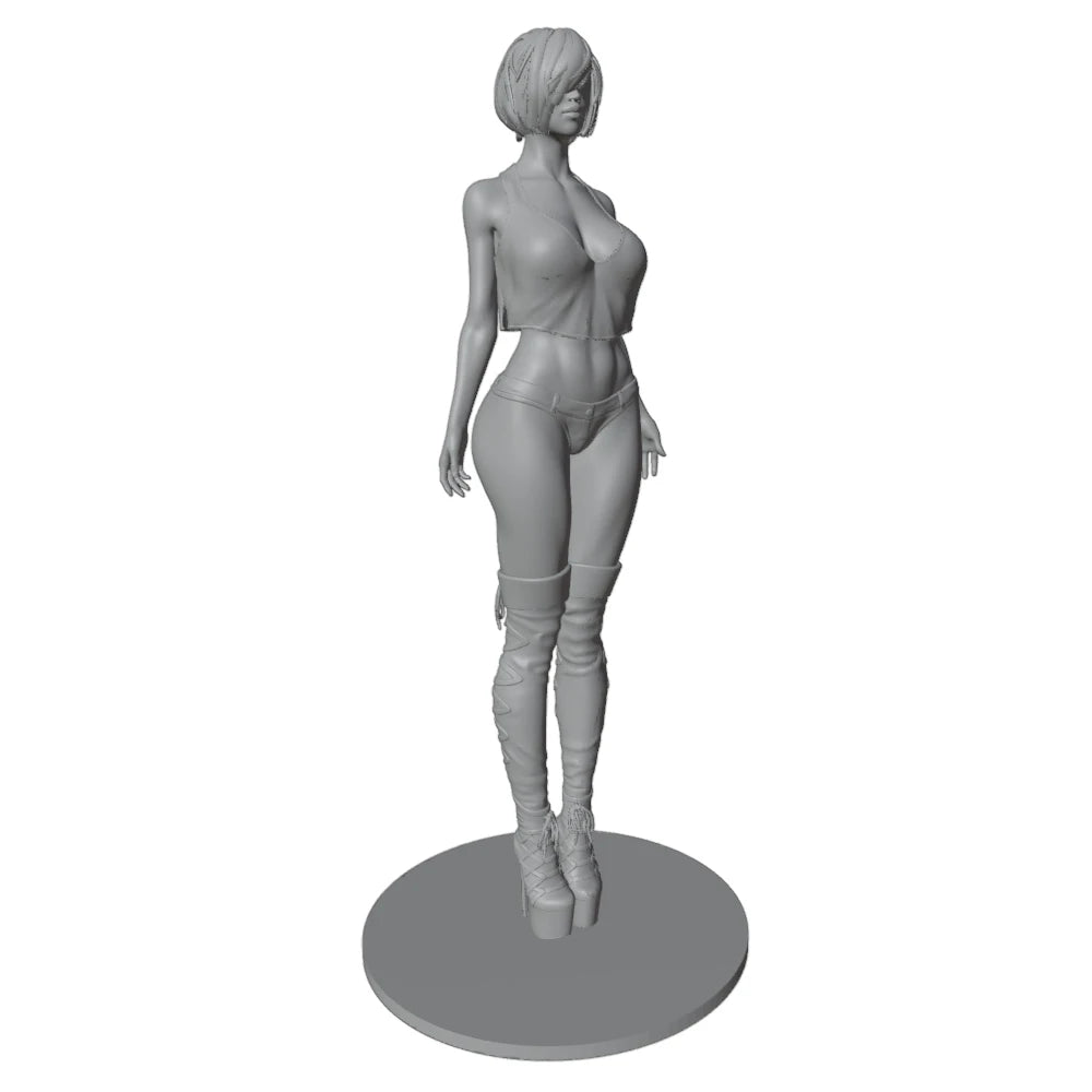 1/24 Athletic Woman with Halter Top and Leg Wraps, Resin Model Figure Kit, Unassembled and Unpainted