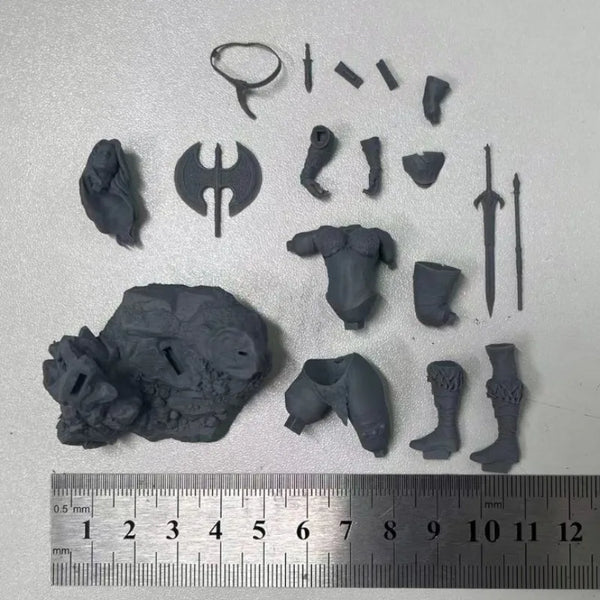 1/24 Red-Haired Barbarian Wielding Dual Axes, Resin Model Figure Kit, Fantasy Theme, Unassembled and Unpainted