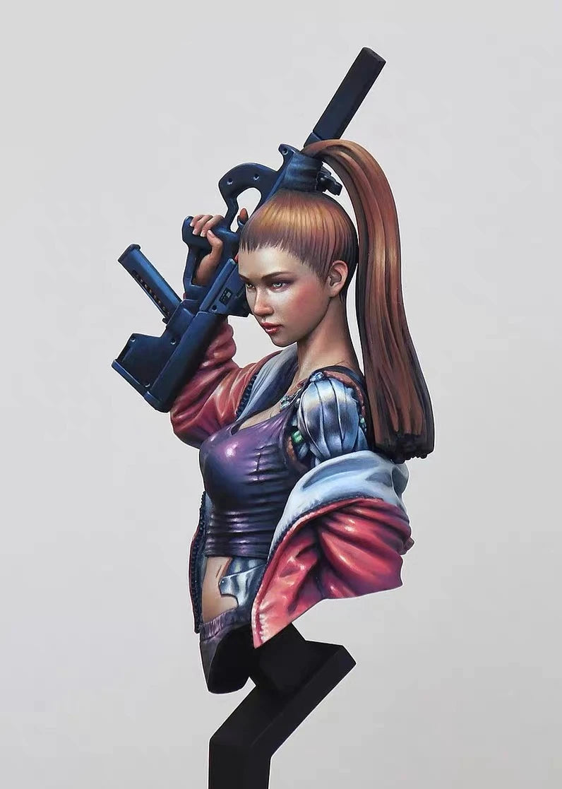 1/12 Modern Sci-Fi Female Commando, Resin Model Bust Kit, Unassembled and Unpainted
